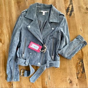 NWT [XS] Gray Suede Moto Jacket